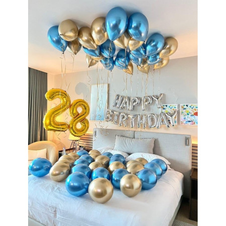 Balon din Folie Metalizata Cyrax, Figurina Cifra, Tema Aniversare 100 cm, Ambalaj Individual, Pai inclus, Umflare cu Aer sau Heliu, Auriu, Cifra 2