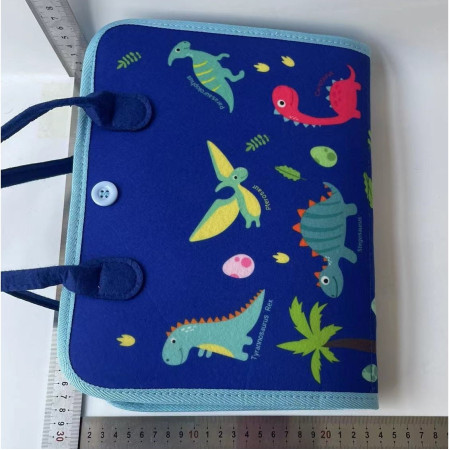 Carte Senzoriala Educativa Montessori, Cyrax, Dezvoltare Abilitati Motorii, 5 Pagini, Model Dinozauri, 28x22x7 cm, Albastru