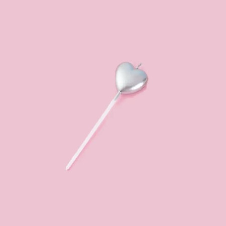 Lumanare de Tort, Cyrax, Model Inima, Party, 8.5 x 3 cm, Argintiu