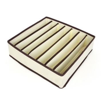 Cutie De Depozitare,  Pentru Lenjerie, Sosete Si Sutiene, Material Textil, 7 Compartimente, 32 x 32 x 10 cm, Culoare Bej