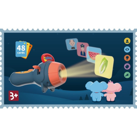 Set Jucarie Educativa, Cyrax, Proiector Tip Lanterna Pentru Copii, 6 Teme, 48 de Imagini, Cutie Depozitare, +3 ani, Albastru