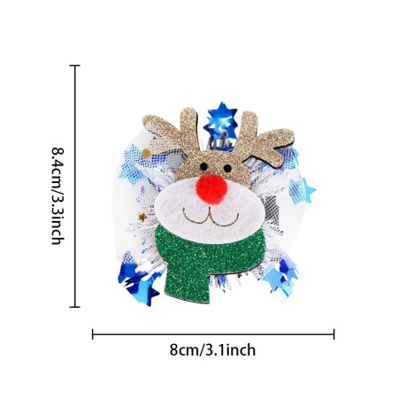 Agrafa de Par, Cyrax, Tema Craciun, Model Ren, din Panza, 8.4 x 8 cm, Multicolor