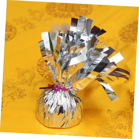 Greutate pentru Baloane cu Heliu, Cyrax, din Folie cu Franjuri, 170g, 13 x 5 x 3 cm, Argintiu