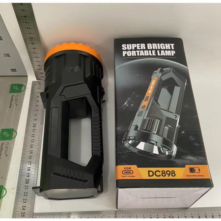 Lanterna LED,  Incarcare USB, Autonomie 8-24h, 2 Surse de Lumina, Principal si Lateral, Raza Maxima 100-200 m, COB, 5W, 23 x 10 x 10 cm, Galben