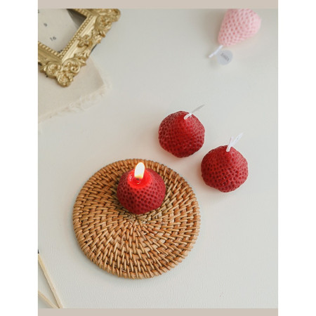 Set 6 Lumanari Parfumate,  Model Capsunici, Ardere 30 min, 78g, 6.3 x 9.3 x 3.8 cm, Rosu