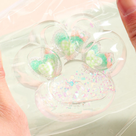 Jucarie Antistres Squishy, Cyrax, Labuta de Pisica Pufoasa, cu Revenire Lenta, 7 x 6.5 cm, Model Inima, Multicolor