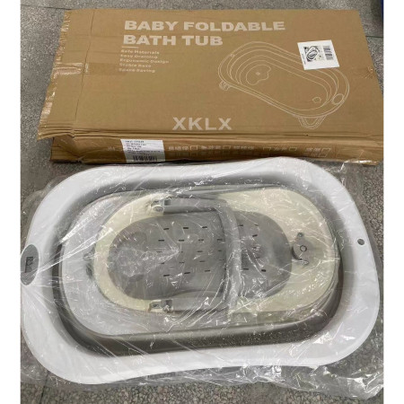 Cada de Baie Pliabila, Cyrax, cu Suport, Indicator de Temperatura, 0-8 Ani, din PP+TPR, 45 l Capacitate, 80 x 50 x 23 cm, Gri