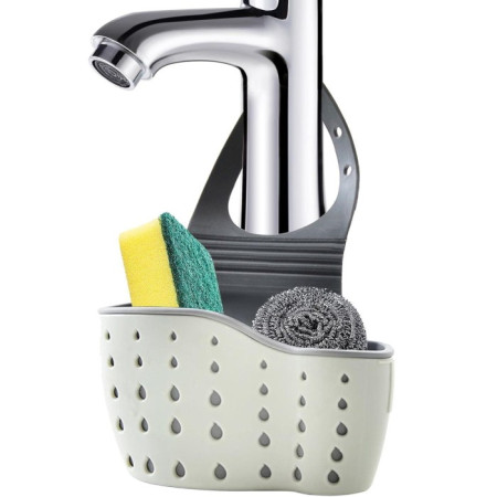 Suport Scurgere pentru Burete si Laveta de Vase Bucatarie, Cyrax, Verde, Curea Reglabila, Plastic Flexibil, 15x 5x 21cm