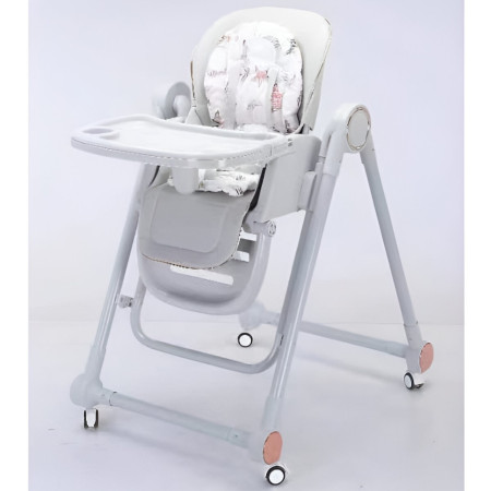 Scaun de Masa pentru Bebelusi si Copii, Cyrax, Tavita si Husa Detasabile, Multifuncțional, Stabil, Centura de Siguranta, Inaltime Ajustabila, Spatar Reglabil Moale, Balansoar, de la 6 Luni, Gri