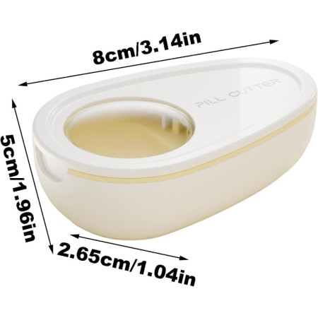 Cutie Taiat Pastile si Depozitare Medicamente,  Alba, 8x5x2.65 cm, Compacta si Portabila, Ideala Pentru Calatorii