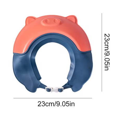 Cyrax Viziera de Protectie Baie Pentru Copii, Fippy, Model Purcelus, Dimensiune ajustabila, Durabil, Usor de curatat, Impotriva Samponului, pentru Ochi si Urechi, TPE+PP, 23x23 cm, Rosu