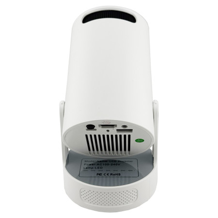 Video Proiector Portabil cilindric HY300ULTRA,  Inteligent, ULTRA HD 4K 1920 x 1080, Wireless, Compatibil cu Android/iOS, DC, 17 x 11 x 9.5 cm, Alb
