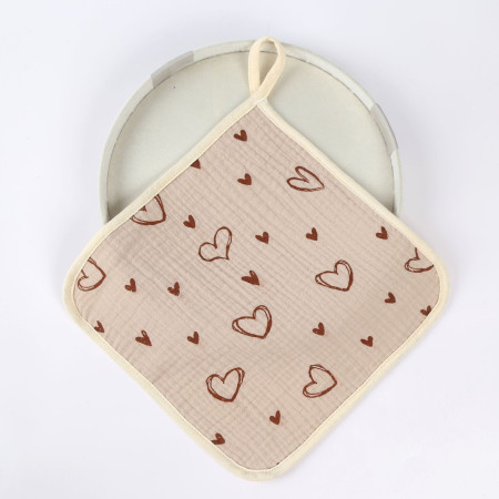 Prosop Absorbant, Cyrax, din Bumbac, 25 x 25 cm, Model Inimioare, cu Agatatoare, Bej