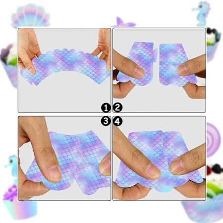 Set 6 Accesorii pentru Prajituri Sirena, Cyrax, Colectia Mermaid, 22.7 x 8.7 cm, Multicolor