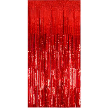 Perdea Franjurata, Cyrax, Model Decor Petrecere, pentru Fundal de Poze, Amenajare Colorata a Petrecerii, Dimensiune 100x200 cm, Rosu