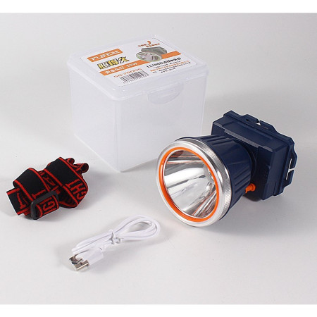 Lanterna LED de Montat pe Cap,  cu Raza Lunga de Zoom, Reincarcabila USB, Far Telescopic, Rezistent la Apa, Reglabil, pentru Pescuit in Aer Liber, Camping, Lumina Puternica, Lanterna, 10.5x8x6.5 cm, Albastru