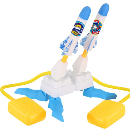 Jucarie pentru Copii, Cyrax, Lansator de Rachete cu Piciorul, Doua Lansatoare, 6 Rachete Fara Lumini, 33x25x27 cm, Alb-Albastru