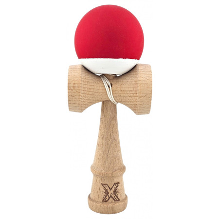 Kendama X Originala, Profesionala, Cyrax, din Lemn,  Rubber Grip, 18 cm, Rosu/Alb