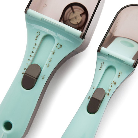 Set 2 Cupe Gradate pentru Bucatarie, Cyrax, Cupe de Masurat Reglabile, Ergonomic, Confortabil, pentru Lichide si Solide, Volum ajustabil 5-30ml, 30-130ml, Culoare Albastru