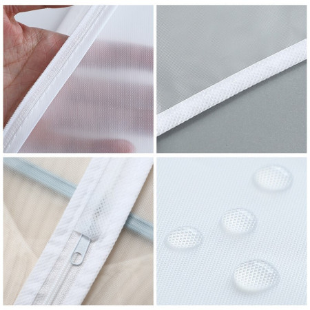 Set 5 Huse de Depozitare cu Fermoar,  pentru Haine, de Protectie, pentru Voiaj, Netesut, Rezistent la Praf, 60x80 cm, Transparent-Alb