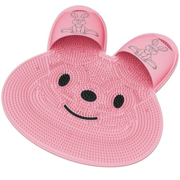Covoras de Baie,  pentru Masaj/Spalat Picioare, din TPE, Antiderapant, 45 x 45 cm, Model Iepuras, Roz