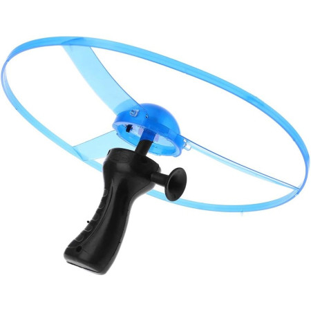 Jucarie Disc Zburator, Distractiv pentru Copii, Cyrax, Aruncator Manual din Plastic, cu Lumini, Albastru