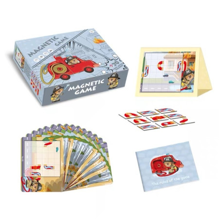Cyrax Joc educativ magnetic de interconectare, micul pompier, 15 nivele, 9 carti, pentru copii, +3 ani, multicolor