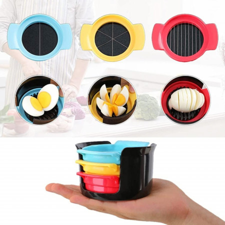 Set feliator 3 in 1 multifunctional Cyrax, feliatoare pentru oua/fructe, PP/otel inoxidabil, multicolor, 9 x 10.5 x 5.5 cm