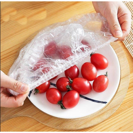 Set 100 Folie de Protectie Elastica pentru Alimente si Boluri Cyrax, material plastic, prospetime, diametrul 12 - 40 cm