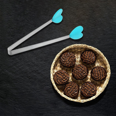 Cleste Creativ pentru Mancare, Cyrax, Model Inimioare din Silicon, 14.5x3 cm, Rezistent la Temperaturi Inalte si Coroziune, Albastru