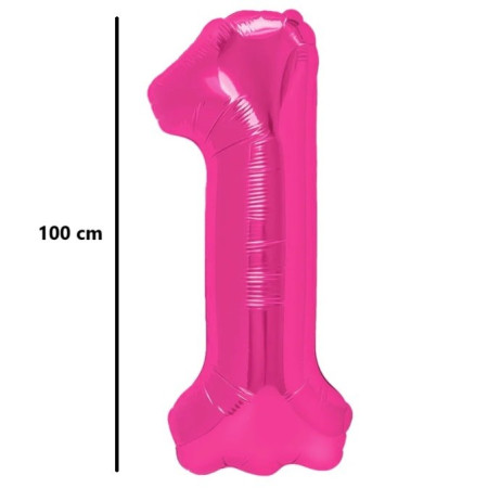 Balon din Folie Metalizata, Cyrax, Figurina Cifra, Model 1, Tema Aniversare 100 cm, Ambalaj Individual, Pai Inclus, Umflare cu Aer sau Heliu, Roz