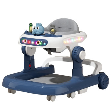 Premergator Multifunctional cu Roti Cyrax, Model Iepuras, Inaltime Ajustabila, Tavita, Muzica, Lumini, 66x59x41 cm, Albastru