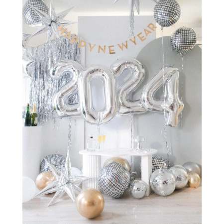 Balon din Folie Metalizata, Cyrax, Figurina Cifra, Tema Aniversare 100 cm, Ambalaj Individual, Pai inclus, Umflare cu Aer sau Heliu, Argintiu, Cifra 0