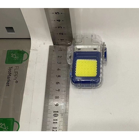 Lanterna Tip Breloc cu Bricheta,  Impermeabila, 3 Moduri Iluminare, 300 mAh, Incarcare USB-C, COB, Raza de Actiune 50 - 100 m, 7.4 x 4.9 x 1.7 cm, Albastru