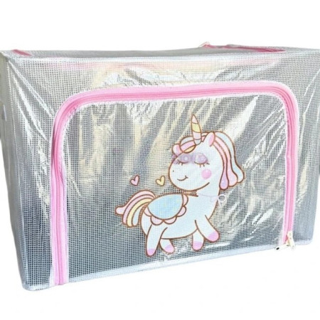 Cutie de Depozitare,  pentru Camera Copiilor, 100L, din PVC, Model Unicorn, 60 x 42 x 40 cm, Transparent