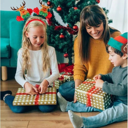 Coronita Decorativa, Cyrax, Tema Craciun, 12 x 25 cm, Model Reni cu Coarne, Marime Universala, Rosu/Maro