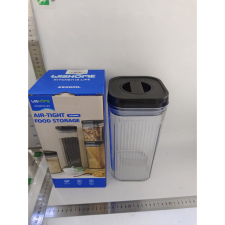 Cutie de Depozitare Alimente, Cyrax, tip Container, 2.5L, Recipiente pentru Cereale in Bucatarie,  Transparente cu Capac Negru