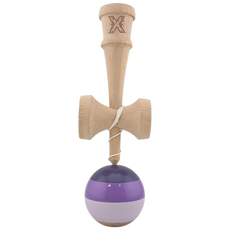 Kendama X Originala, Profesionala, Cyrax, Super Sticky din Lemn, 18 cm, Purpuriu/Mov/Lila