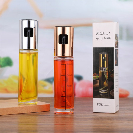 Pulverizator Ulei, Otet, Cyrax, din Sticla, 100 ml, Reincarcabil, 18.3 x 4.3 cm, Masura 90 ml, Capac Lucios, Auriu