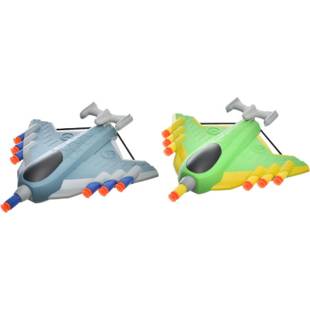 Jucaruie cu Lansator pentru Copii, Cyrax, Lanseaza Manual, Tinta, 2 Avioane, 40 de Gloante din Material Moale, Joc Interactiv, 28.5x25x6.3 cm, Gri Verde