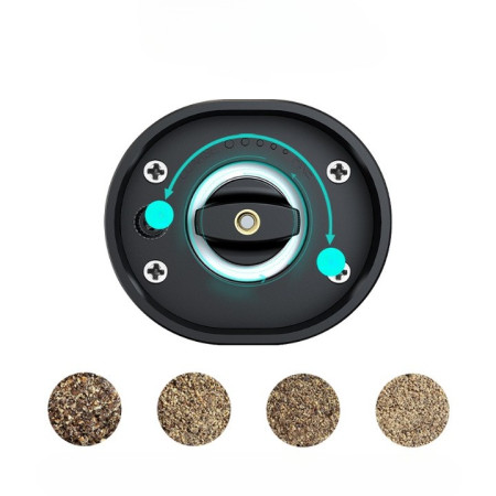 Rasnita Electrica pentru Cafea si Condimente, Cyrax, Cutit de Macinare din Otel Inoxidabil, Incarcare cu Baterii, Optiuni Diferite de Macinare, Usor de Manevrat, 18x5.5cm, Negru