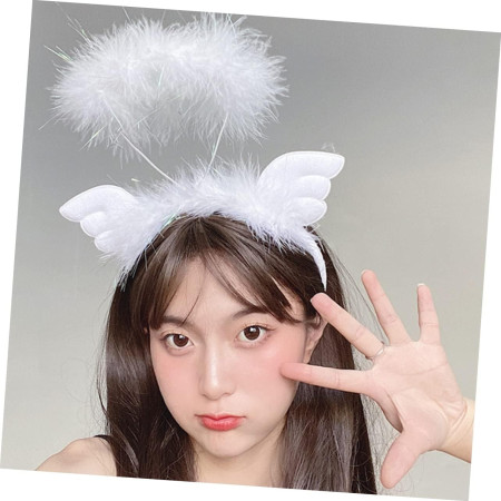 Coronita de Ingeras pentru Copii, Cyrax, Bentita cu Aura, Marime Universala, Alb