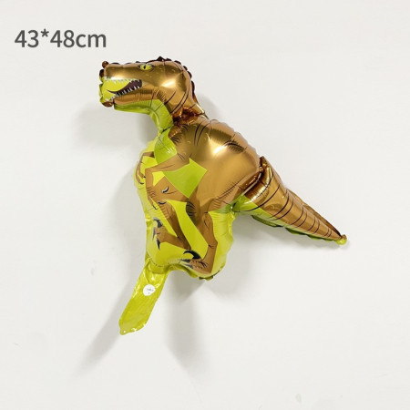 Balon din Folie Metalizata, Cyrax, Mini Figurine Dinozauri, Model Velociraptor, Tematica Aniversare, 48x43 cm, Ambalaj Individual, Pai Inclus, Umflare cu Aer sau Heliu, Multicolor