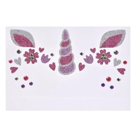 Sticker Temporar pentru Fata, Cyrax, pentru Machiaj, Face Art, Halloween, Teatru, Model Unicorn, Multicolor