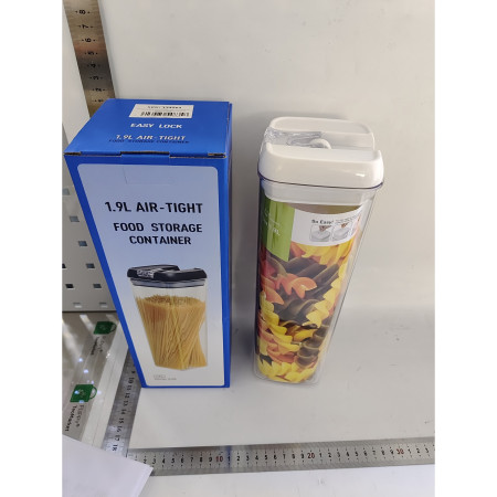 Cutie de Depozitare Alimente, Cyrax, Cutie de Depozitare tip Container pentru Bucatarie, cu Capac, Inchidere Ermetica, Cutie pentru Cereale, 30.5 x 10 x 10 cm, volum 1.9 L, Alb