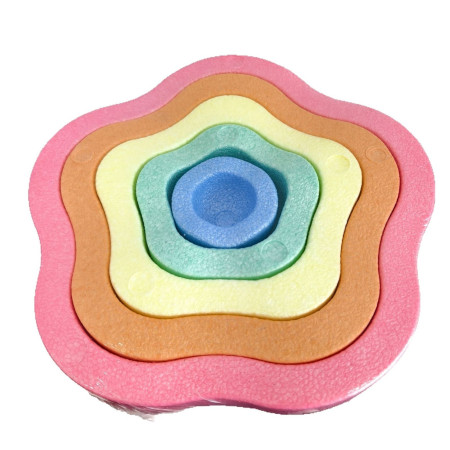 Jucarie Senzoriala de Echilibru, Cyrax, Tip Stepping Stones, 5 Piese, din Spuma, pentru Miscare, Sarituri, Prindere, Diametru 28 cm, Model 2, Multicolor