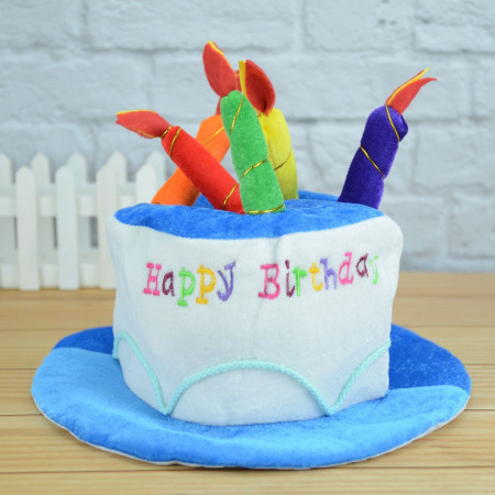 Palarie Happy Birthday, Cyrax, Accesoriu pentru Petrecere, Model Tort, Tematica Aniversare, 60x60x55 cm, Albastru