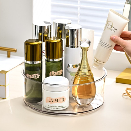 Suport Rotativ pentru Condimente, Cyrax, Multifunctional, Rotund, 360 de Grade, pentru Bucatarie, Plastic, 30.5x30.5x10 cm, Transparent