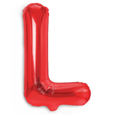 Balon Folie Metalizata Litera L, Cyrax, 40 cm, Umflati cu Heliu sau Aer, Ambalaj Individual, Pai inclus, Rosu