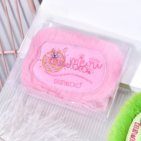 Paleta de Machiaj, KEVIN & COCO, Pink Fuzzy Fard de Pleoape,12 culori, 15 x 10.5 x 3 cm